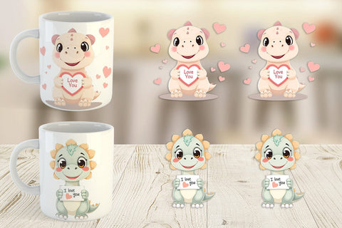Mug Wrap Valentine Dinosaur Cartoon Sublimation artnoy 
