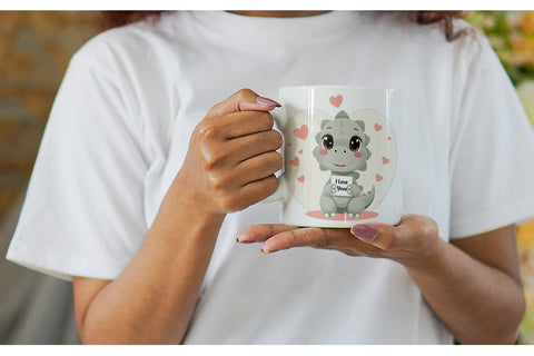 Mug Wrap Valentine Dinosaur Cartoon Sublimation artnoy 