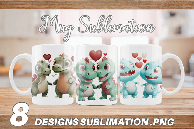 Mug Wrap Valentine Dinosaur Sublimation artnoy 