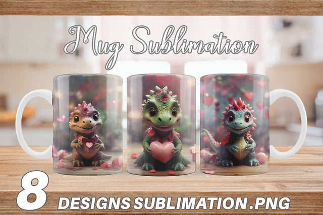 Mug Wrap Valentine Dinosaur Sublimation artnoy 