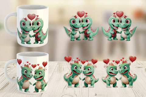 Mug Wrap Valentine Dinosaur Sublimation artnoy 