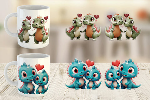 Mug Wrap Valentine Dinosaur Sublimation artnoy 