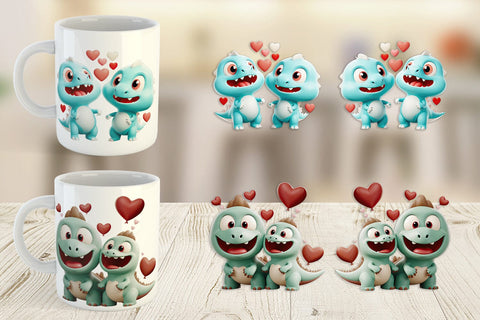 Mug Wrap Valentine Dinosaur Sublimation artnoy 