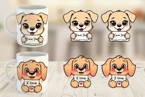 Mug Wrap Valentine Dog Cartoon Sublimation artnoy 