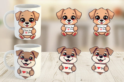 Mug Wrap Valentine Dog Cartoon Sublimation artnoy 