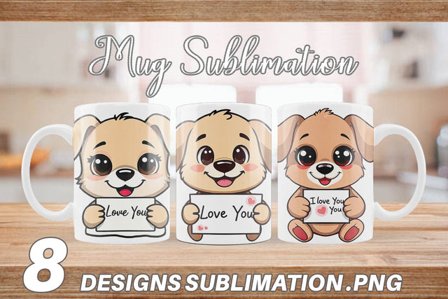 Mug Wrap Valentine Dog Cartoon Sublimation artnoy 