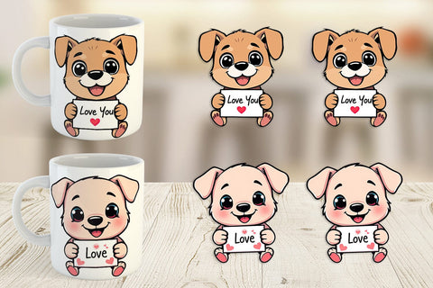 Mug Wrap Valentine Dog Cartoon Sublimation artnoy 