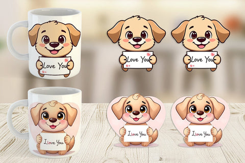 Mug Wrap Valentine Dog Cartoon Sublimation artnoy 