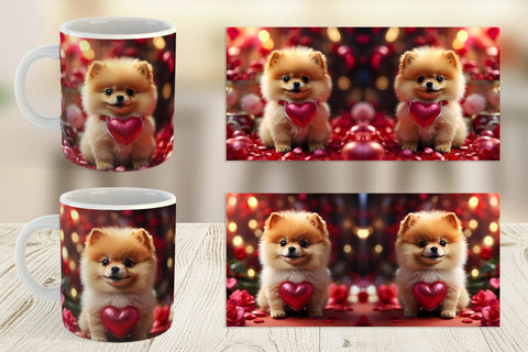 Mug Wrap Valentine Dog Pomeranian Sublimation artnoy 