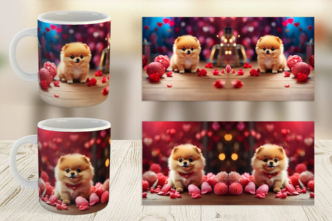 Mug Wrap Valentine Dog Pomeranian Sublimation artnoy 