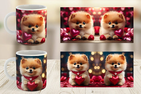Mug Wrap Valentine Dog Pomeranian Sublimation artnoy 