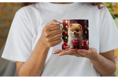 Mug Wrap Valentine Dog Pomeranian Sublimation artnoy 