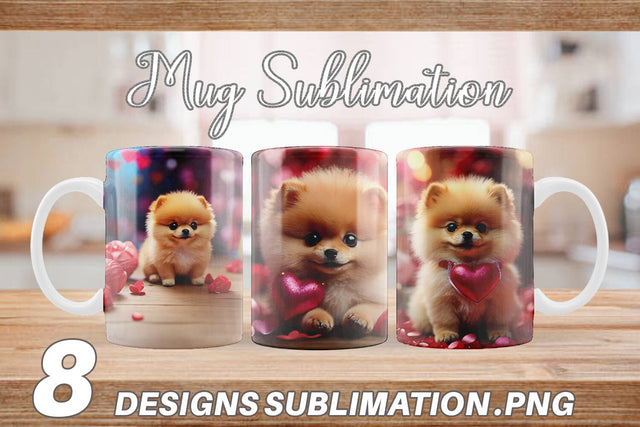 Mug Wrap Valentine Dog Pomeranian Sublimation artnoy 