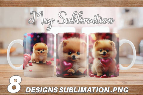 Mug Wrap Valentine Dog Pomeranian Sublimation artnoy 