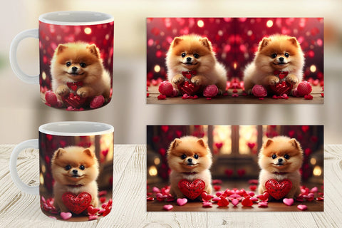 Mug Wrap Valentine Dog Pomeranian Sublimation artnoy 