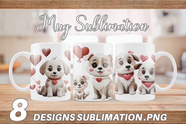 Mug Wrap Valentine Dog Sublimation artnoy 