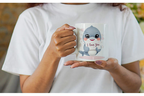 Mug Wrap Valentine Dolphin Cartoon Sublimation artnoy 