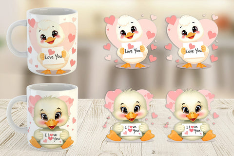 Mug Wrap Valentine Duck Cartoon Sublimation artnoy 