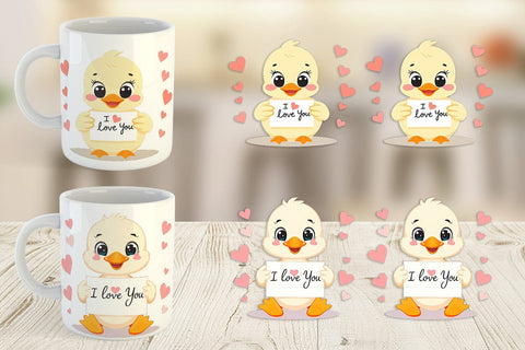 Mug Wrap Valentine Duck Cartoon Sublimation artnoy 