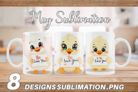 Mug Wrap Valentine Duck Cartoon Sublimation artnoy 