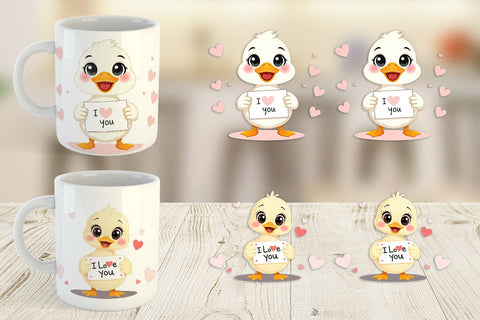 Mug Wrap Valentine Duck Cartoon Sublimation artnoy 