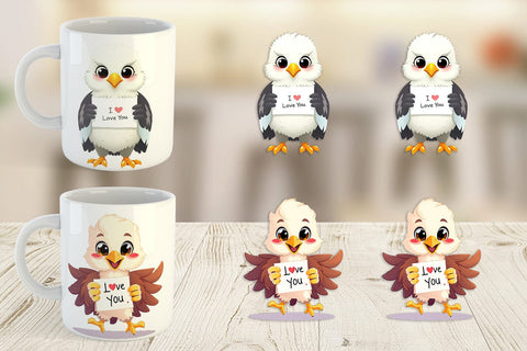 Mug Wrap Valentine Eagle Cartoon Sublimation artnoy 