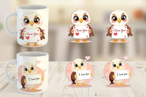 Mug Wrap Valentine Eagle Cartoon Sublimation artnoy 