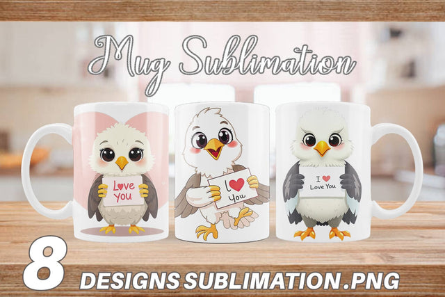 Mug Wrap Valentine Eagle Cartoon Sublimation artnoy 