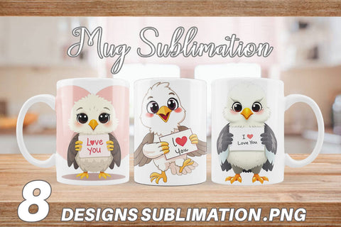 Mug Wrap Valentine Eagle Cartoon Sublimation artnoy 