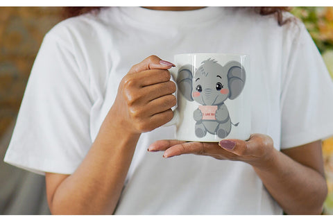 Mug Wrap Valentine Elephant Cartoon Sublimation artnoy 