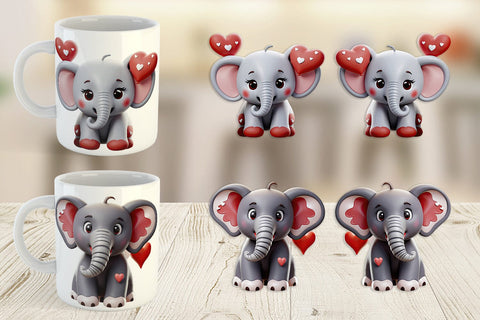 Mug Wrap Valentine Elephant Sublimation artnoy 