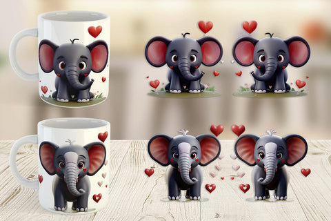 Mug Wrap Valentine Elephant Sublimation artnoy 