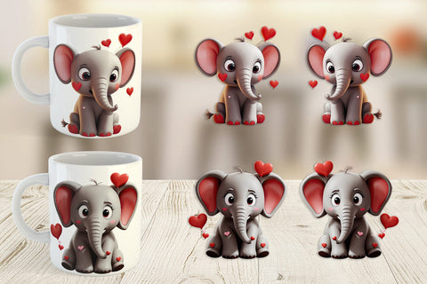 Mug Wrap Valentine Elephant Sublimation artnoy 