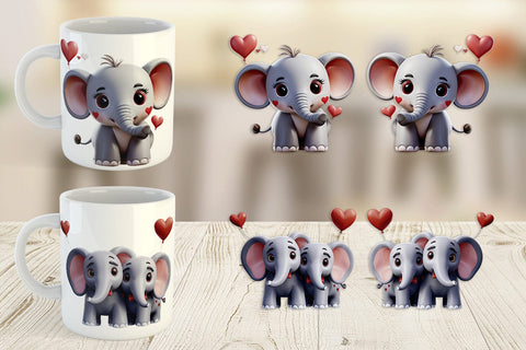 Mug Wrap Valentine Elephant Sublimation artnoy 