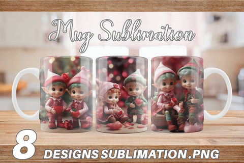 Mug Wrap Valentine Elves Sublimation artnoy 