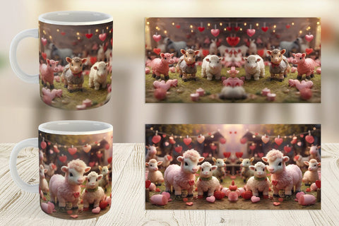 Mug Wrap Valentine Farm Animals Sublimation artnoy 