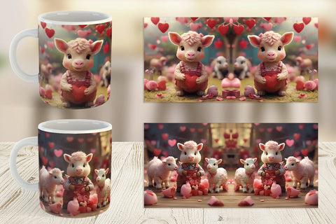 Mug Wrap Valentine Farm Animals Sublimation artnoy 
