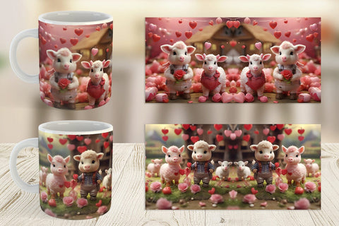 Mug Wrap Valentine Farm Animals Sublimation artnoy 