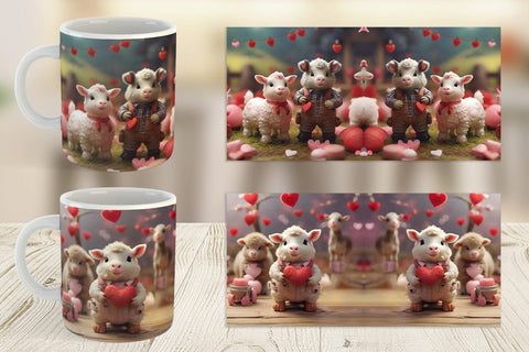 Mug Wrap Valentine Farm Animals Sublimation artnoy 