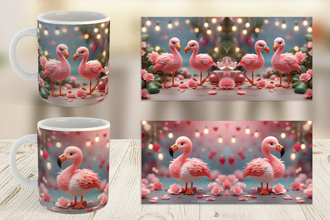 Mug Wrap Valentine Flamingo Bird Sublimation artnoy 