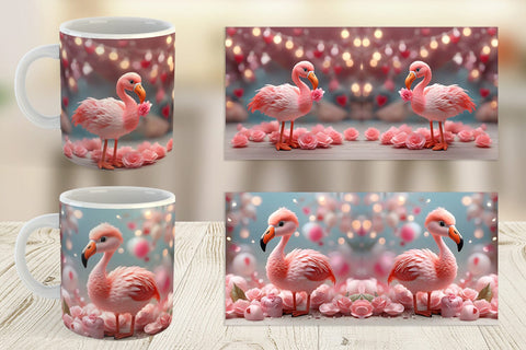 Mug Wrap Valentine Flamingo Bird Sublimation artnoy 