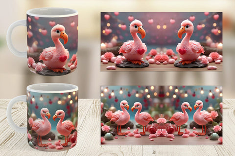 Mug Wrap Valentine Flamingo Bird Sublimation artnoy 