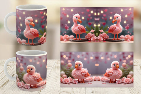 Mug Wrap Valentine Flamingo Bird Sublimation artnoy 