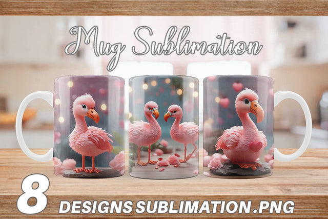 Mug Wrap Valentine Flamingo Bird Sublimation artnoy 