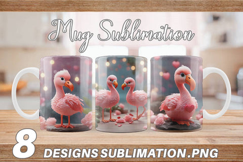 Mug Wrap Valentine Flamingo Bird Sublimation artnoy 