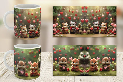 Mug Wrap Valentine Forest Animal Sublimation artnoy 