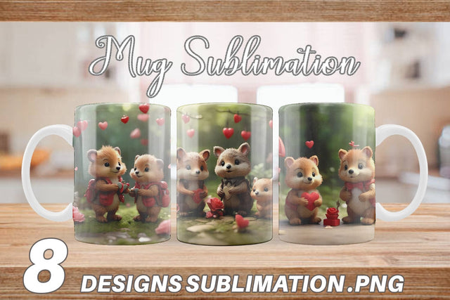 Mug Wrap Valentine Forest Animal Sublimation artnoy 