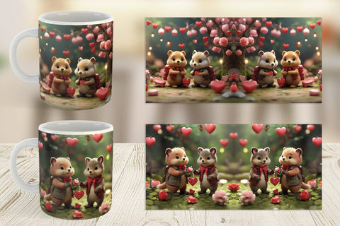 Mug Wrap Valentine Forest Animal Sublimation artnoy 