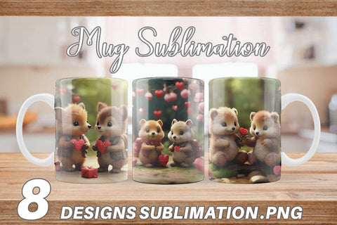 Mug Wrap Valentine Forest Animal Sublimation artnoy 