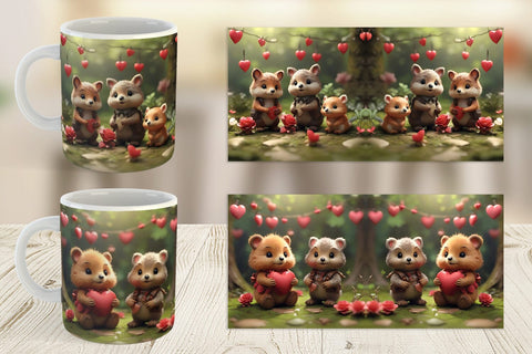 Mug Wrap Valentine Forest Animal Sublimation artnoy 